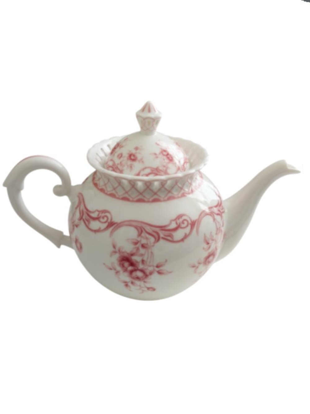 Gracie China Coastline Imports Pink Vine Floral Teapot Bone China Like New - Picture 2 of 14